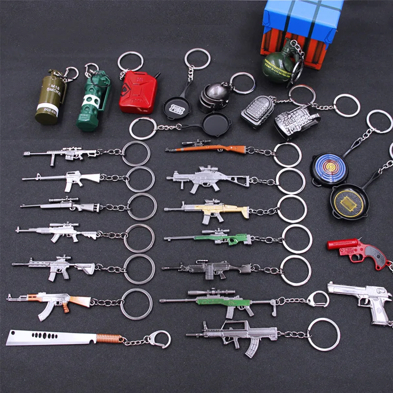

PUBG AWM 98K Keychain Pan ALL Rifle Model Playerunknown's Battlegrounds Cosplay Props Alloy Armor Key Chains Men's Gift key