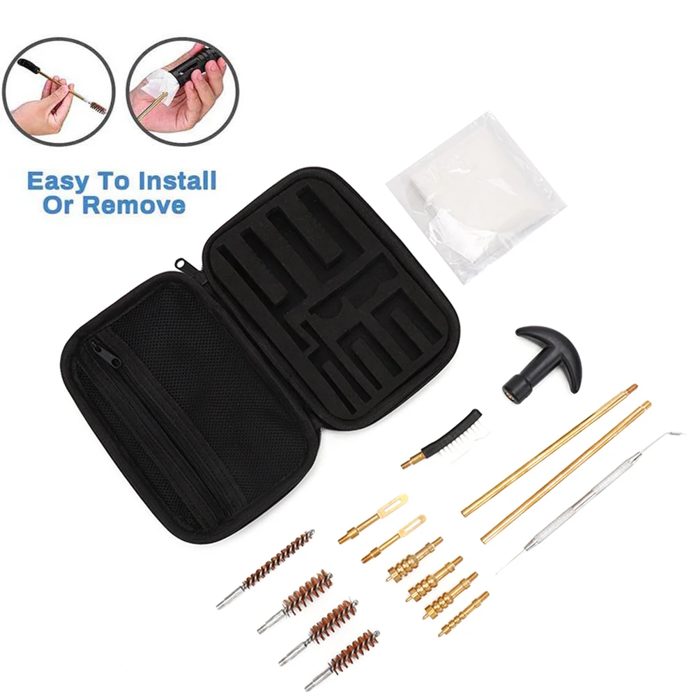 Kit Pulizia Pistole 16 Pezzi - Per Calibri .22, .357, .38, 9mm, .45 Con Asta In Ottone - Foto 13