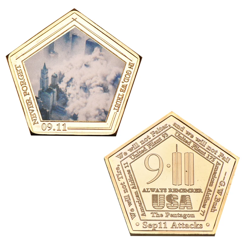 Нью-Йорк 9/11 нормальная позолоченная монета США 11 сентября Соединенные Мы стоим вызов монета для сбора - Цвет: coin9