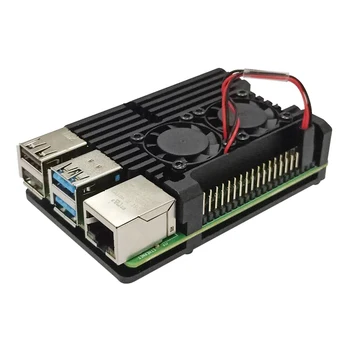 

For Raspberry Pi 4/3 Aluminum Case with Dual Cooling Fan Metal Shell Black Enclosure for RPI Raspberry Pi 4B/3B/3B+