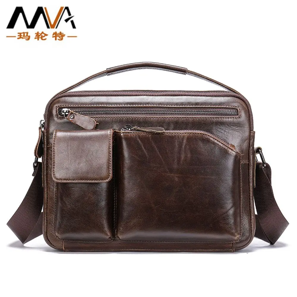European and American pure color retro Men handbag  Horizontal square wear-resistant Men's shoulder bag  Soft Face Messenger Bag