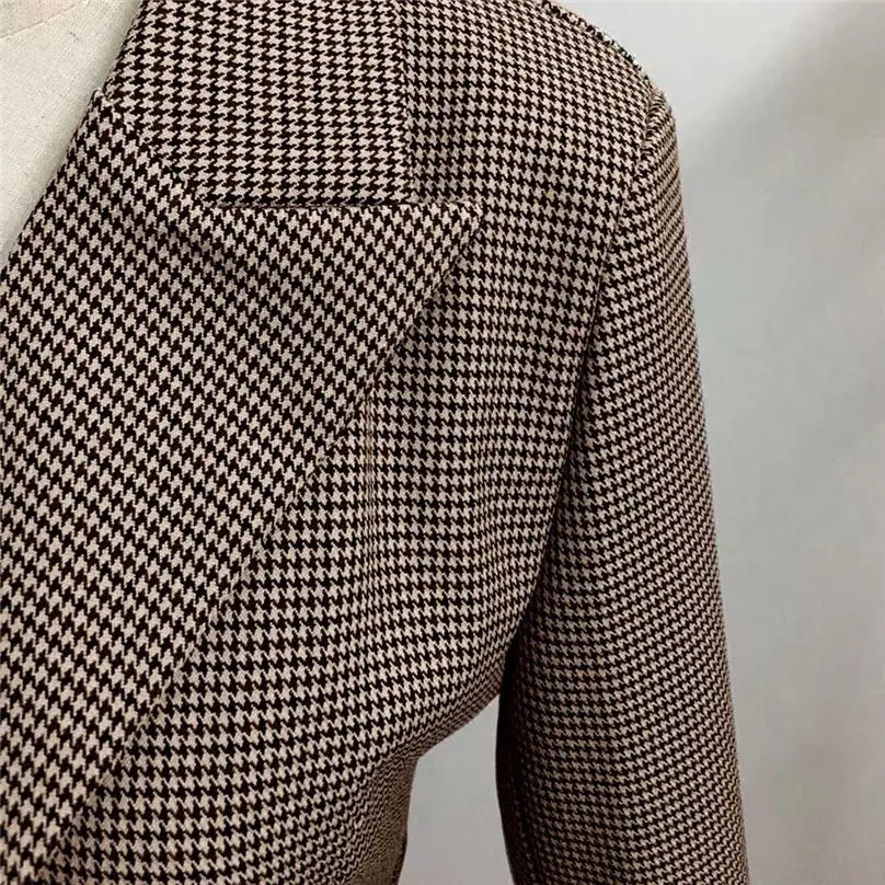 New Fashio Winter Jacket Women Casual Autumn Button Pocket Plaid Long Sleeve Slim Temperament Overcoat Coat куртка женская 4A29 (13)