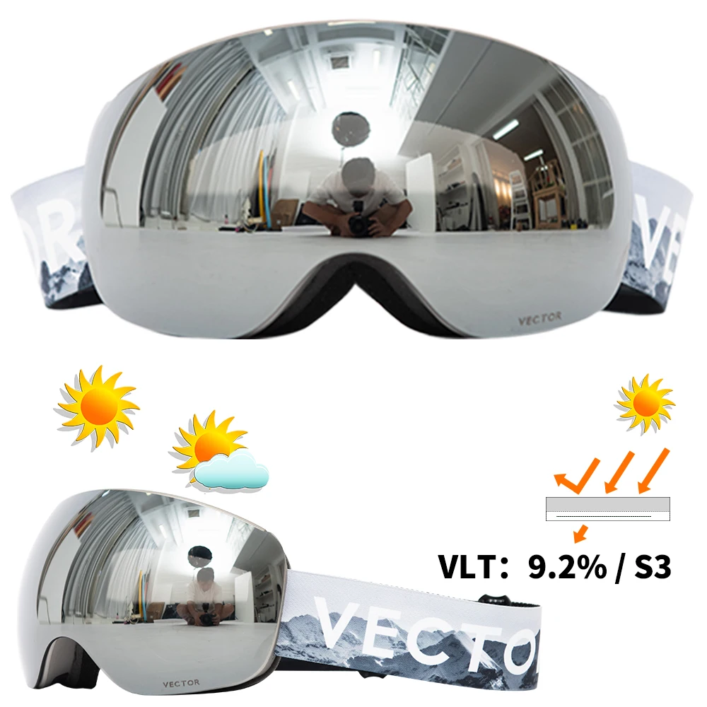 No.3 Vetor магниты OTG лыжные очки UV400 Сноуборд Снег очки Анти-туман Сменные в объектив и сферические широкий вид солнцезащитные очки - Цвет: No.3