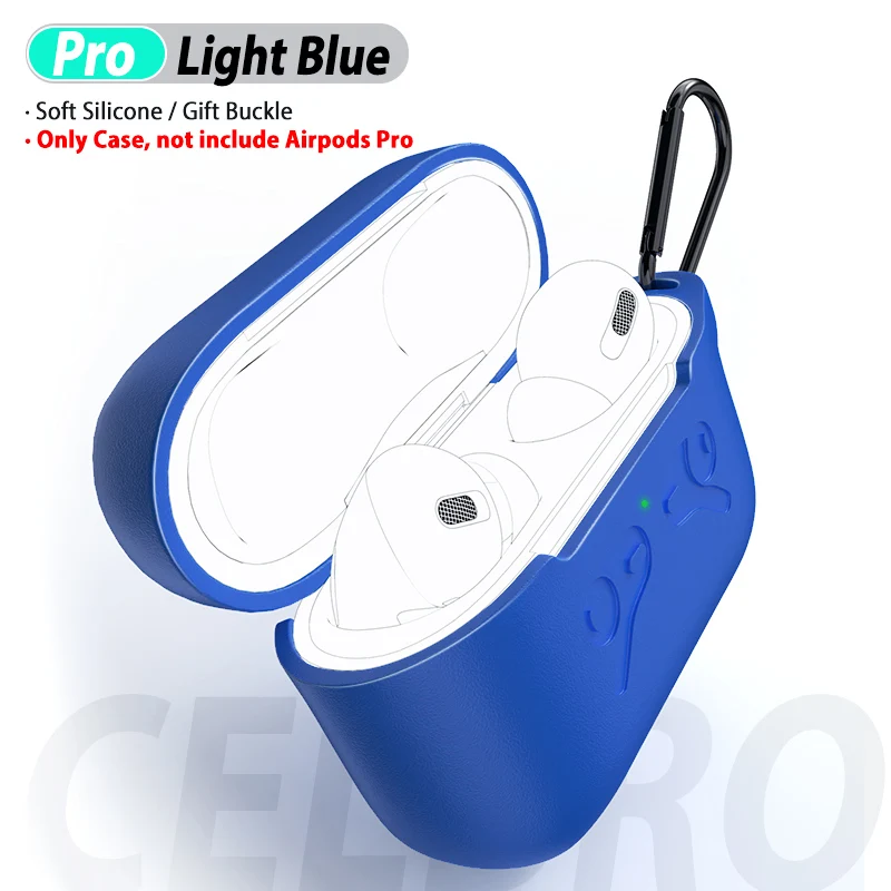 Blue Чехол для Airpods Pro, мягкий силиконовый чехол для Apple Air Pods Pro, аксессуары, защитный чехол с пряжкой для Airpods3 Coque - Цвет: Blue