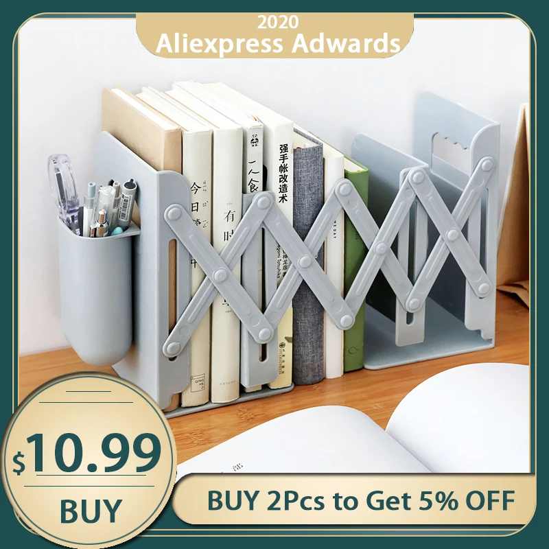 Retractable Bookends For Shelves Book Support Stand Adjustable