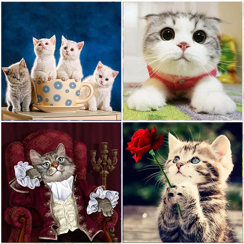 

5D Diamond Embroidery Cat Animals Full Round Drill Diamond Painting Rhinestone Needlework Shining Cross stitch Home Decoration