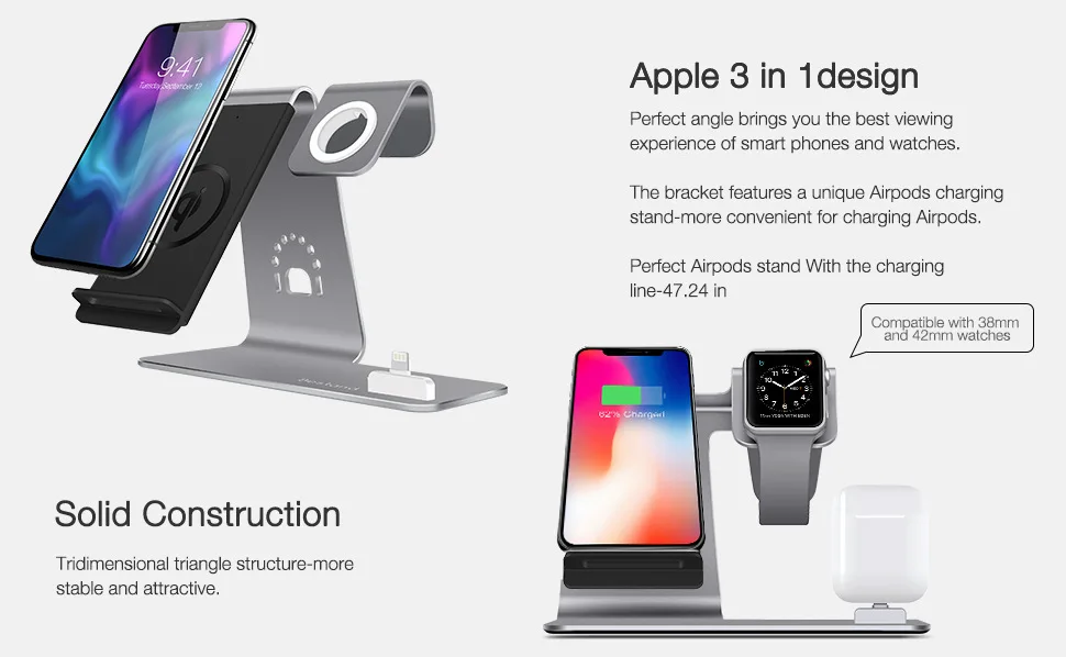SZYSGSD быстрое Qi Беспроводное зарядное устройство Стенд телефон зарядное устройство держатель для iPhone XS XR для Apple Watch 4 3 Airpods зарядное устройство стол 3 в 1
