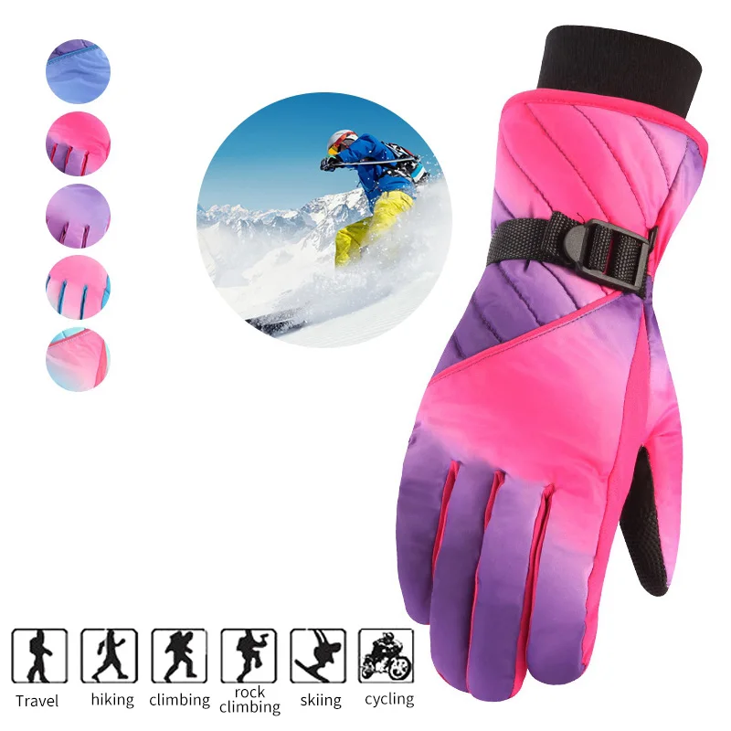 Winter Thermal Ski Gloves Women Snow Mittens Waterproof Windproof Skiing Snowmobile Gloves for Motorcycle Riding Handschoemen