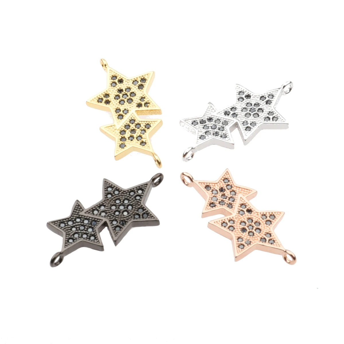 

Fashion 2020 Charms Loose Beads Double Star Shape for Jewelry Making Cubic Zirconia Copper Accessories for DIY Jewelry Findings