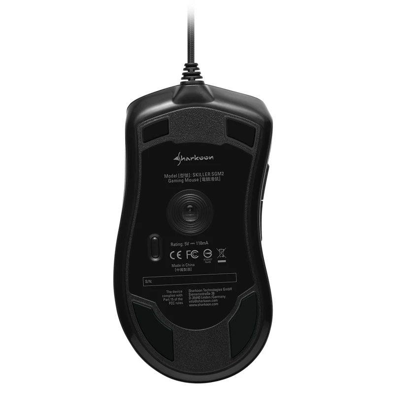 Мышь Sharkoon Skiller SGM2 оптическая, проводная, 6400 dpi, USB, подсветка RGB, цвет: черный
