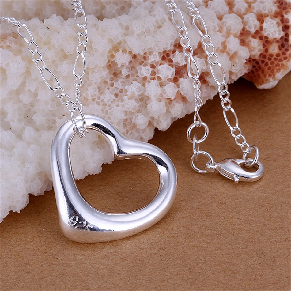 DOTEFFIL 925 Sterling Silver Love Heart Pendant Necklace 18 Inch Chain For Women Wedding Engagement Fashion Charm Jewelry - Image 6