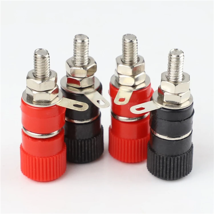 

10pcs 4mm Red&Black Banana Socket Professional Binding Post Nut Banana Plug Jack Connector Nickel Plated For 4mm Banana Plug