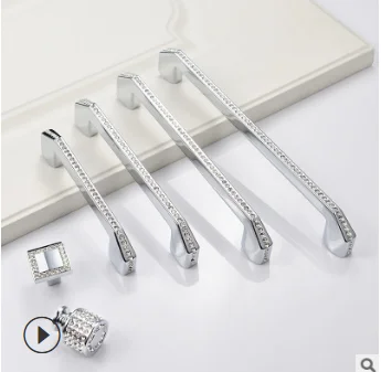 1PC Home Kitchen Decor Modern Diamond Crystal Drawer Cabinet Cupboard Jewelry Wardrobe Door Handle Knobs Home Improvements