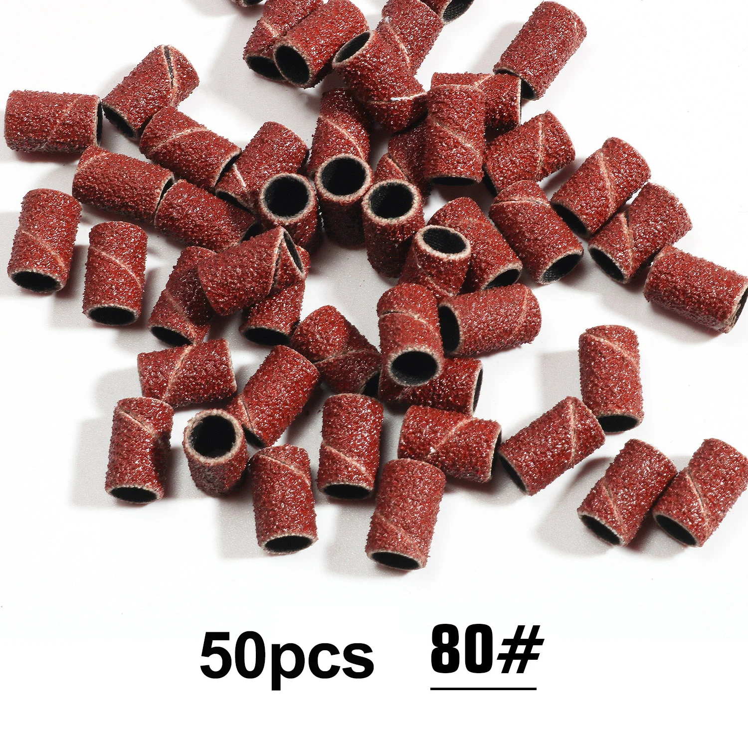 50Pcs /100pcs Nail Sanding Ring Nail Art Sanding Bands Sand Circle Nail Electric Drill Machine Grinding Sand Ring Bit Nail Art - Цвет: 50Pcs 80