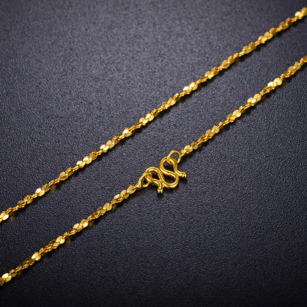 Real Pure 999 24K Yellow Gold Necklace Full Star Chain Necklace 16inch / 2.4-2.6g Women Lucky Gift