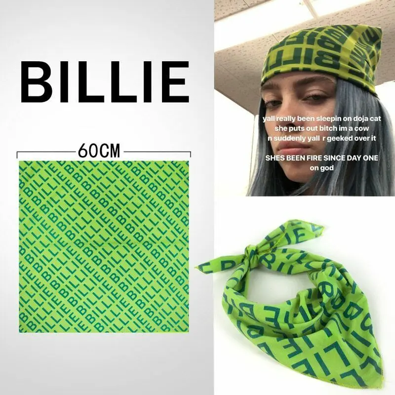 Billie Eilish бандана повязка на голову головные уборы для волос шляпы для косплея зеленый хип хоп