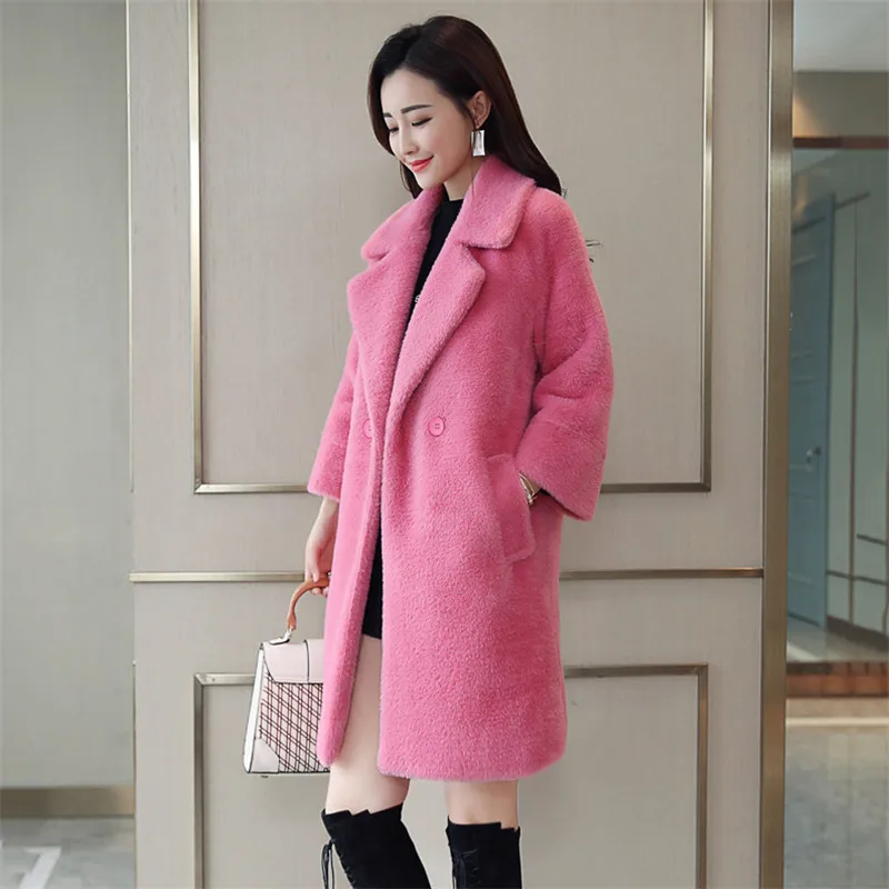 

Winter Women Woolen Jacket 2019 New Fashion Temperament Solid Color Coat Mid Long slim slimming Women Wool Tunic Outwear XIN217