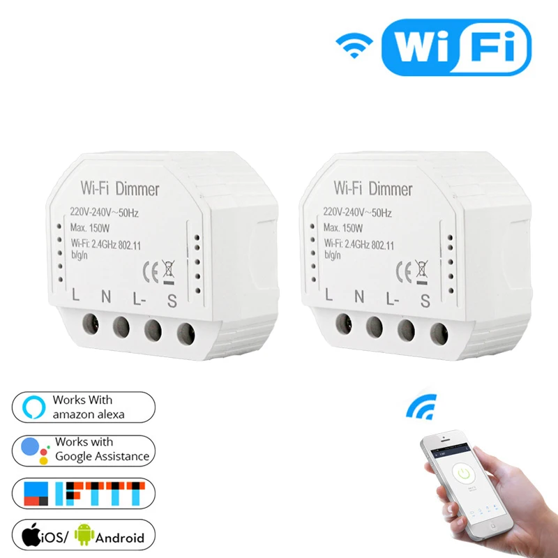 2PCS Wi-Fi дистанционный переключатель освещения универсальный выключатель DIY модуль Smart Life/Tuya приложение дистанционное управление Умный дом работает с Alexa Google Home - Комплект: 2PCS