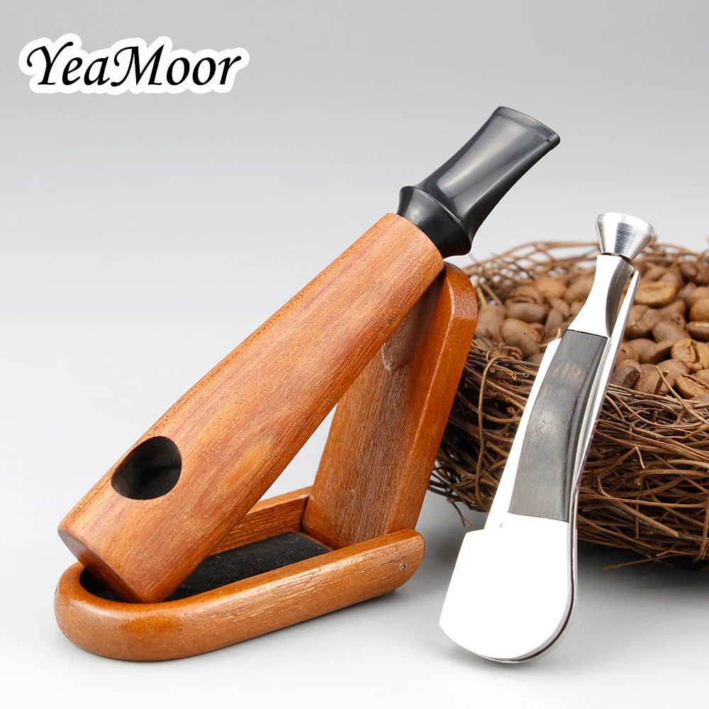 

New Straight Tobacco Pipe Wooden Stand Multifunction Black Wood Metal Tool 9mm Filter Rose Wood Pipe Best Smoking Pipe