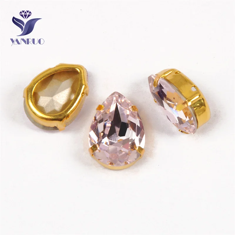 With Gold Claw Yanruo 4320 все размеры светло-розовые Висячие Стразы Ремесло стекло точка назад Швейные кристаллы для украшения платья - Цвет: With Gold Claw