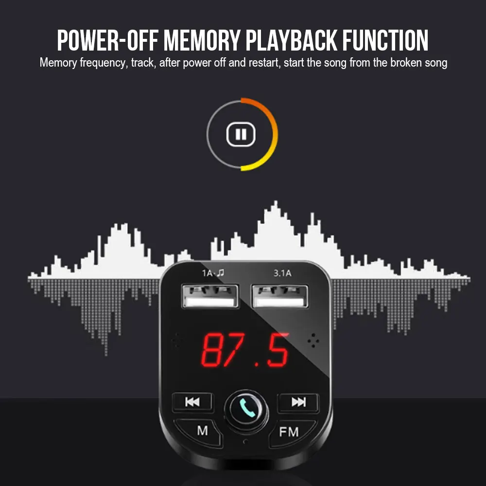 Bluetooth 5,0 MP3 автомобильный fm-передатчик Громкая связь Аудио Поддержка TF карта беспроводная стерео музыка Обнаружение напряжения подавление шума