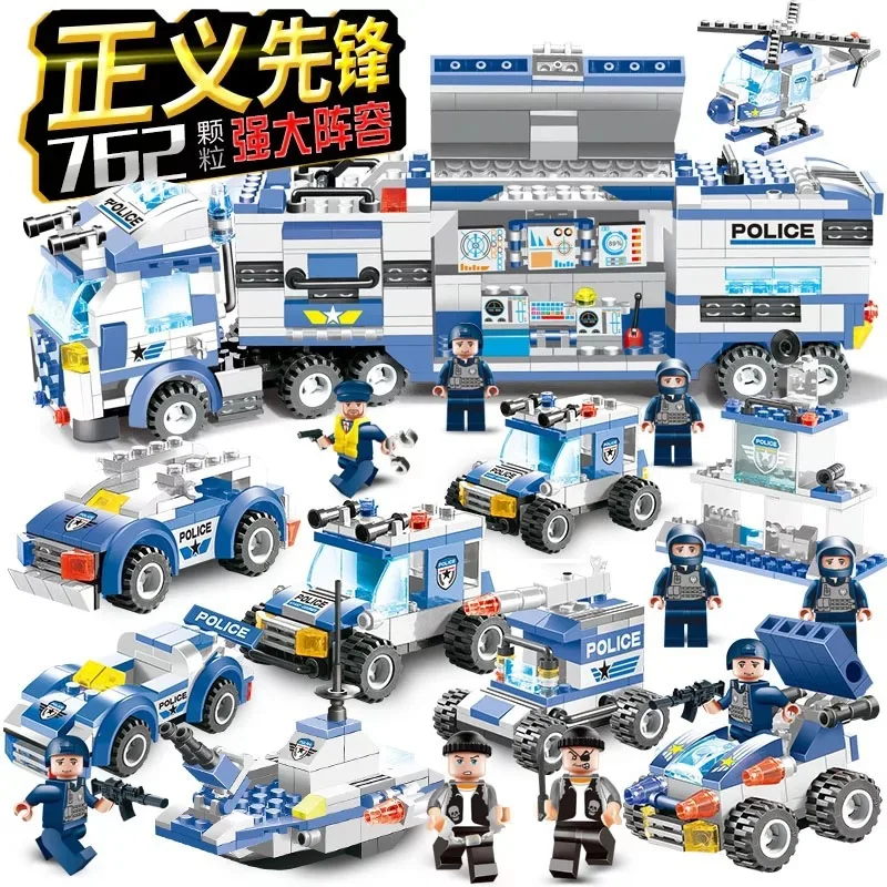 

Pingxing 037 Barrel Building Blocks City Police Series Change Three 8-in-One Educational Assembled Toys