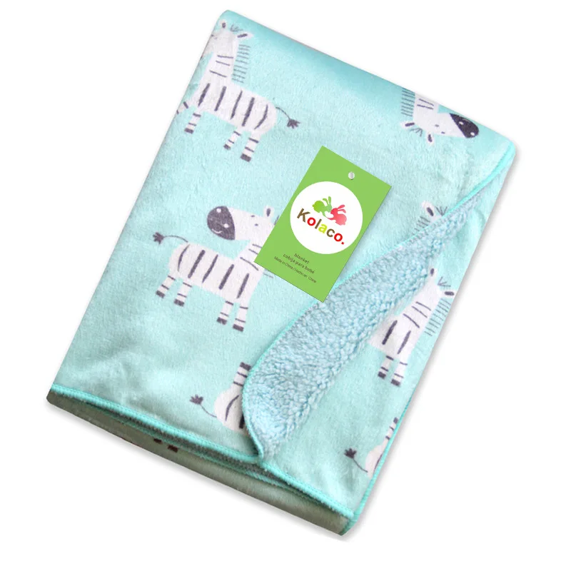 2024 New baby blanket printed and thickened double warm baby blanket short wool blanket 102*76cm 4