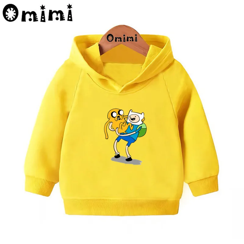 Adventure Time Finn& Jaker/забавные свитшоты; детские толстовки с капюшоном; крутой пуловер для малышей; топы для девочек и мальчиков; осенняя одежда; KMT5200