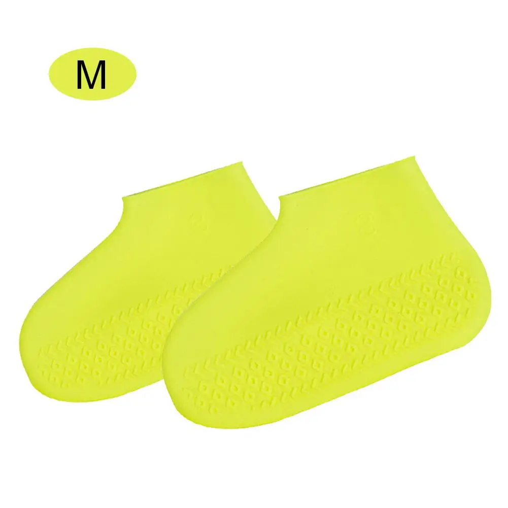 Yellow M 2 шт Многоразовые водонепроницаемые бахилы Силиконовые унисекс обувь протекторы резиновые сапоги для дома на открытом воздухе дождливые дни Велоспорт - Цвет: Yellow M