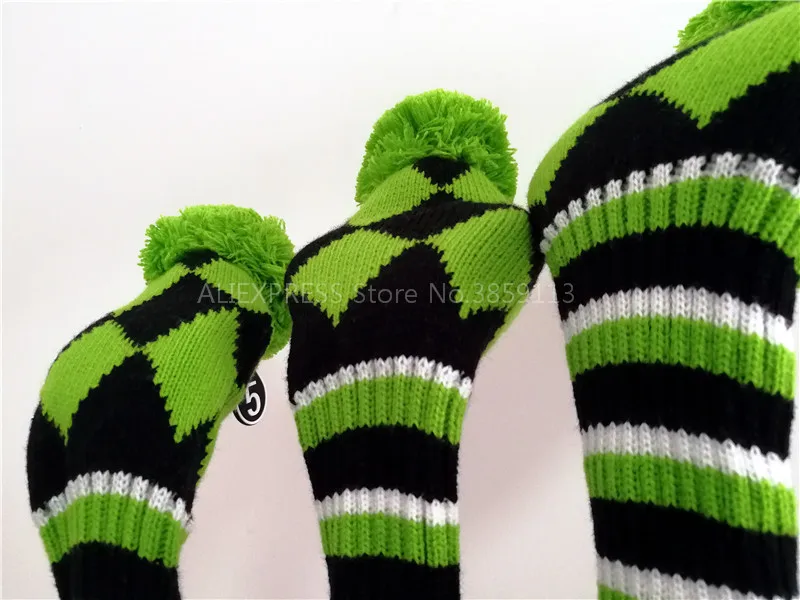 Новые вязаные Pom Golf Driver деревянные головные уборы#1#3#5 фарватерные леса пылезащитные Чехлы для клюшек для гольфа 3 шт./лот 2 цвета