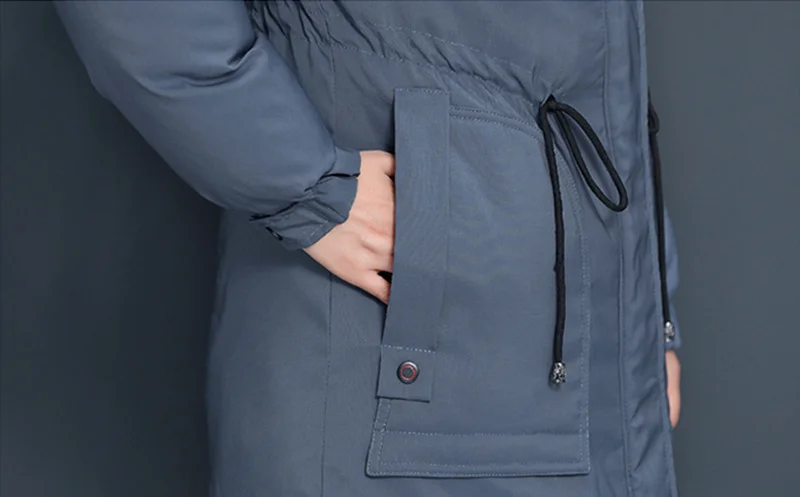 Зимняя куртка для мамы размера плюс 5XL, Женское зимнее пальто с капюшоном и меховым воротником, теплая верхняя одежда, Длинная женская куртка с хлопковой подкладкой C5964