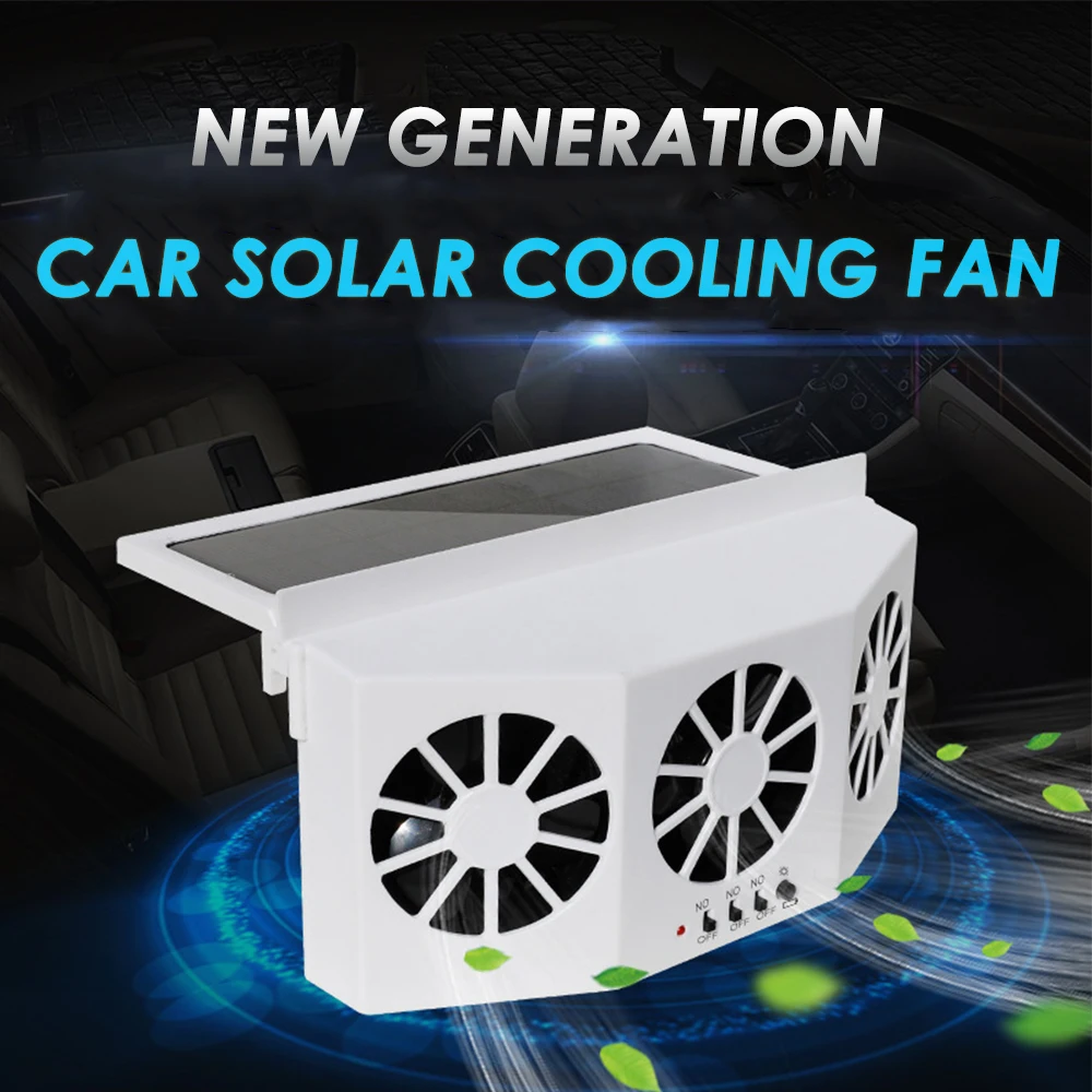 Solar Powered Car Cooling Fan Front/rear Window Radiator Exhaust Fan