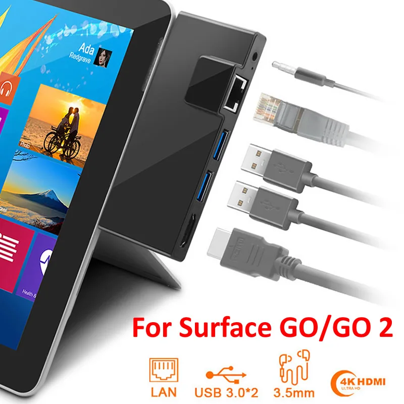 USB-концентратор для Microsoft Surface Go/GO 2 USB 3 0 к HDMI RJ45 5 мм аудиоадаптер док-станция