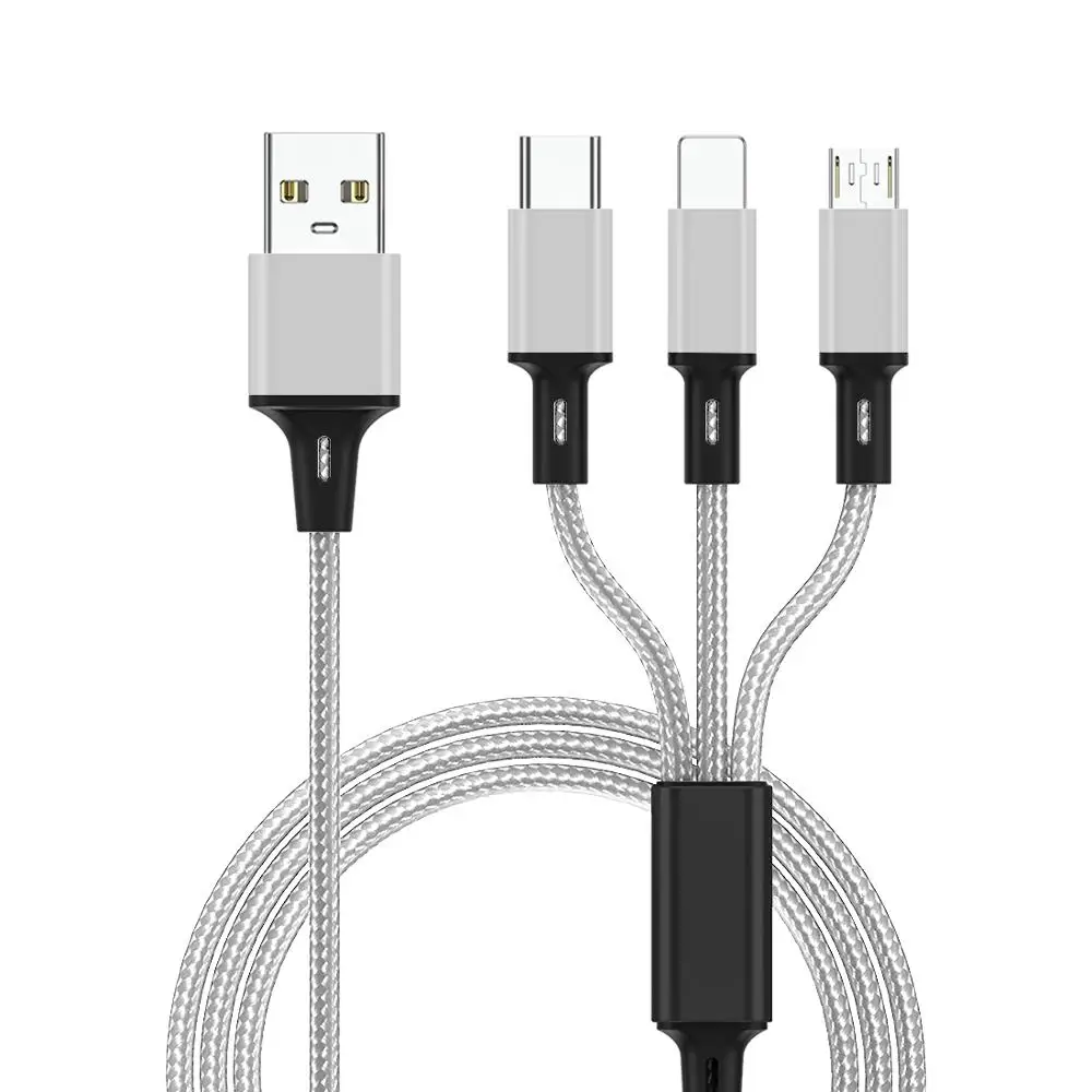 

3 in 1 USB Cable for Mobile Phone Micro USB Type C Charger Cable for Smartphone Charging Cable Micro USB Charger Cord
