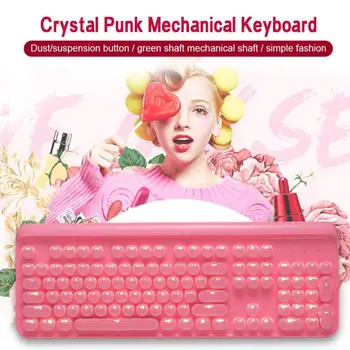 

Mechanical Keyboard Blue Switch Solid Color 87 Keys Crystal Key Cap Esports Gaming keyboard Desktop Computer gamer keyboard