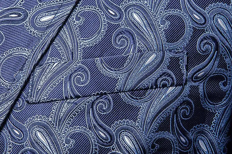 Men's Blazers and Suit Jackets Party Colorful cashew Flower Embossing Men Suit Jacket Slim fit Navy Yellow