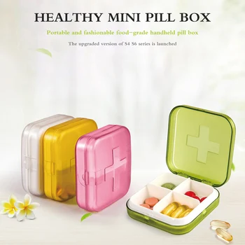 

4 Grids Tablet Storage Box Tablet Container Mini Tablet Medicine Organizer Holder Tablet Box Household Supplies 3 pcs