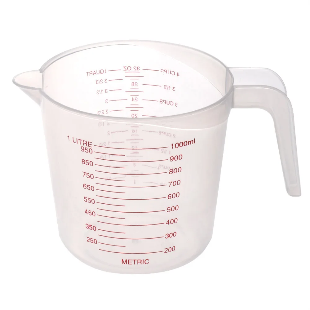 

Clear Plastic 1L Measuring Jug Cup Grip Cooking Barking Kitchen Lab 1000ml Container Graduated Jug Accurate High Quality Durable