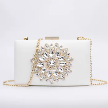 

2020 New Diamond Set Crystal Clutch Bag Single Shoulder Messenger Chain Square Sling Bag Women's Bag