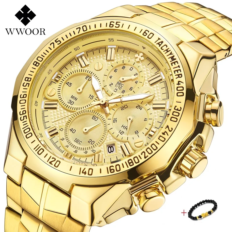 

New WWOOR Watch Men 2020 Top Luxury Brand Military 50mm Big Dial Waterproof Sport Chronograph Mens Black Watches Relojes Hombre