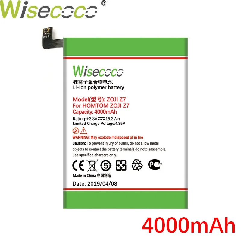 WISECOCO 2 шт. 4000 мАч батарея для HOMTOM ZOJi Z7 Z 7 телефон новейшее производство высокое качество батарея+ номер отслеживания