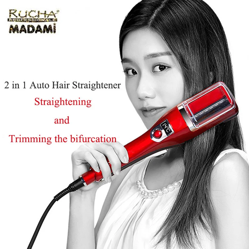 

Professional 2 in 1 Hair Straightener and Hair Clipper Auto Multifunctional Haircutter Steam Flat Iron Hair Trimmer