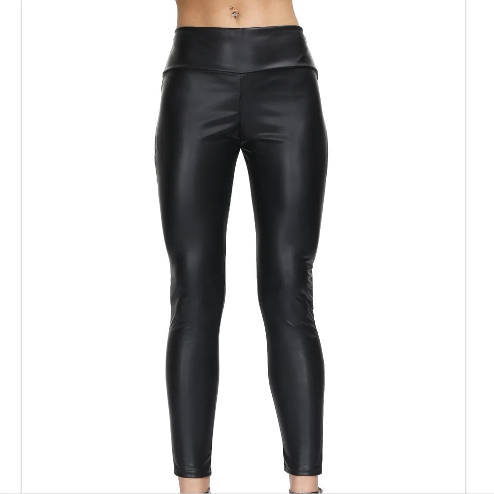 Women Patent Leather Pants Set Rave Outfit Scoop Neck Sexy Clubwear ...