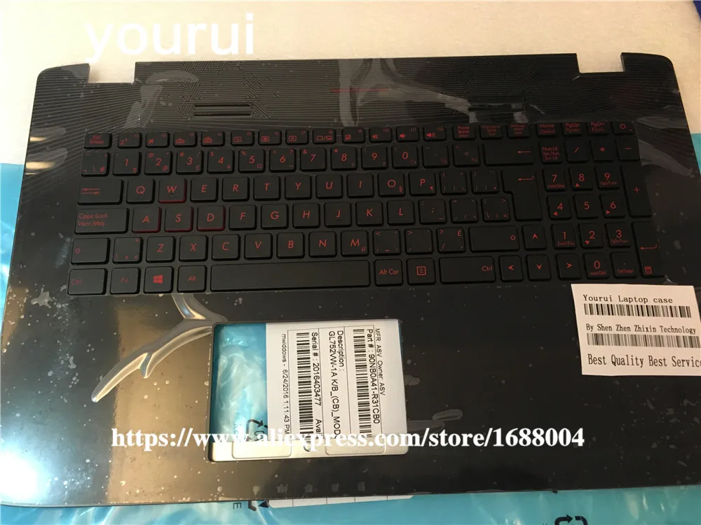Yourui Упор для рук и Клавиатура США чехол Упор для рук для ASUS GL752 серии GL752 GL752VL GL752VW GL752VWM чехол+ клавиатура