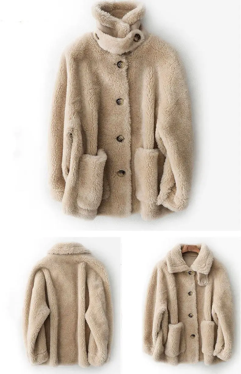 Женские зимние плюшевые из натуральной овечьей шерсти, шубы из натурального меха ягненка, женские пальто из натуральной шерсти, подклад куртки из мягкой замши K315