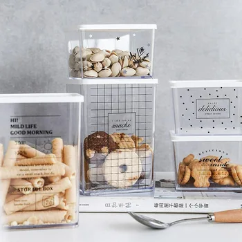 

Nordic Transparent Acrylic Storage Box High Quality Food Dried Powder Mixed Grain Tea Kitchen Storage Jars Groceries Organizer
