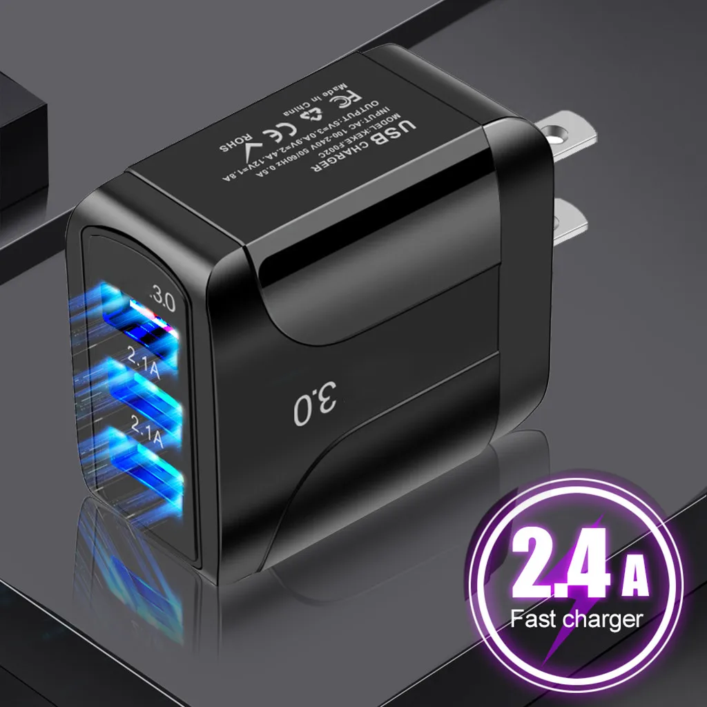 Штепсельная Вилка стандарта США QC 3 0 зарядное устройство 2.4A USB штепсельная вилка
