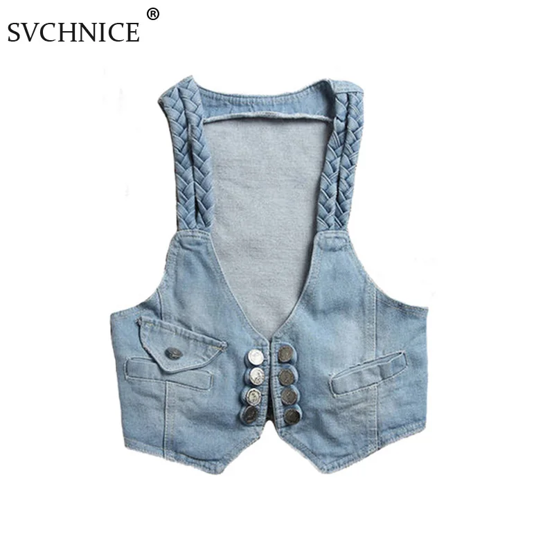 Vintage Denim Crop Jacket Sleeveless 