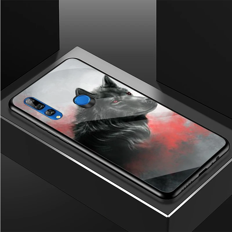 Fantasy Wolf Tempered Glass Phone Case For Huawei honor 8X 9 10i 20i 20Lite 20Pro 30 Pro Cover Shell pu case for huawei