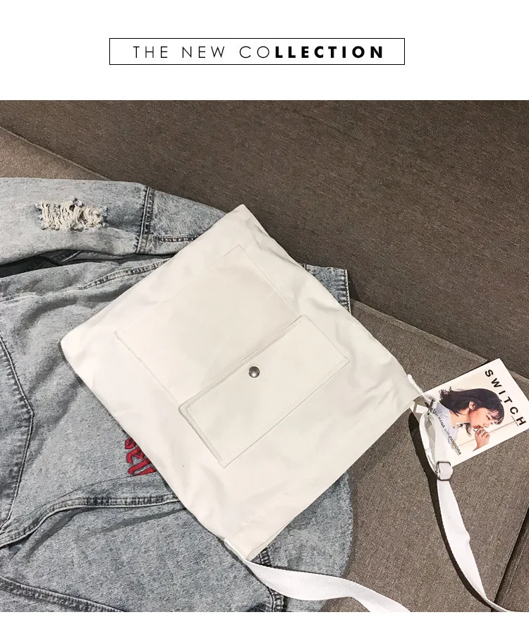 Pure Pigment Bag Wholesale Korean-style Canvas Beach Bag Women's Shoulder Large Bag College Student School Bag